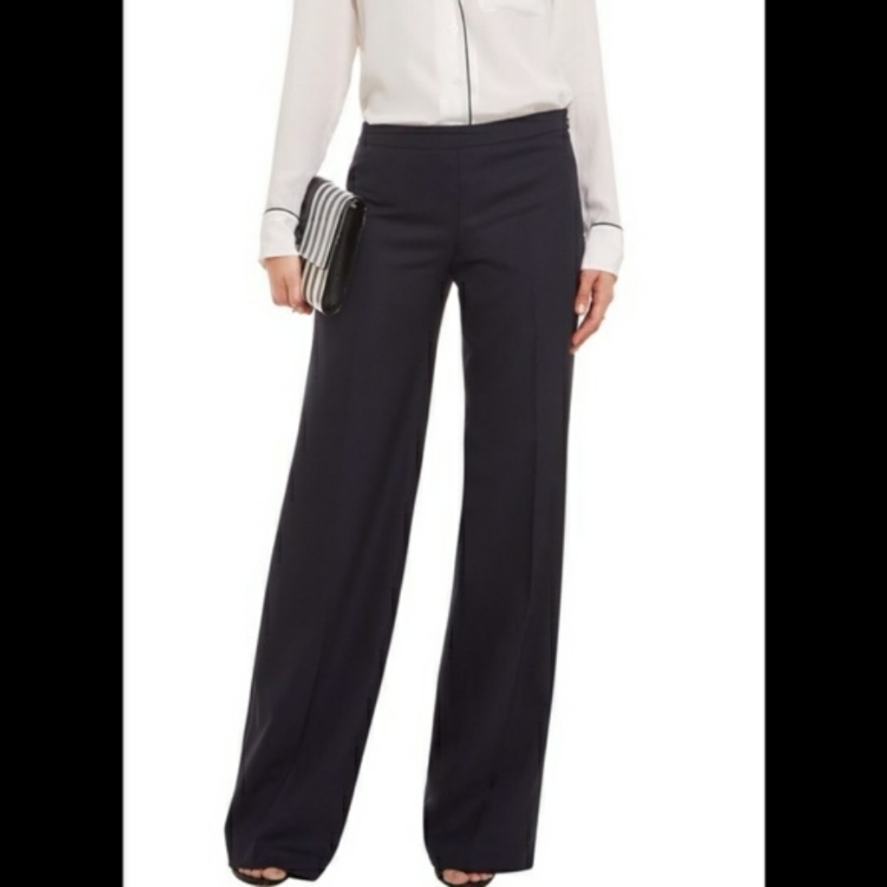 TORY BURCH Wool Wide Leg  Black Trousers